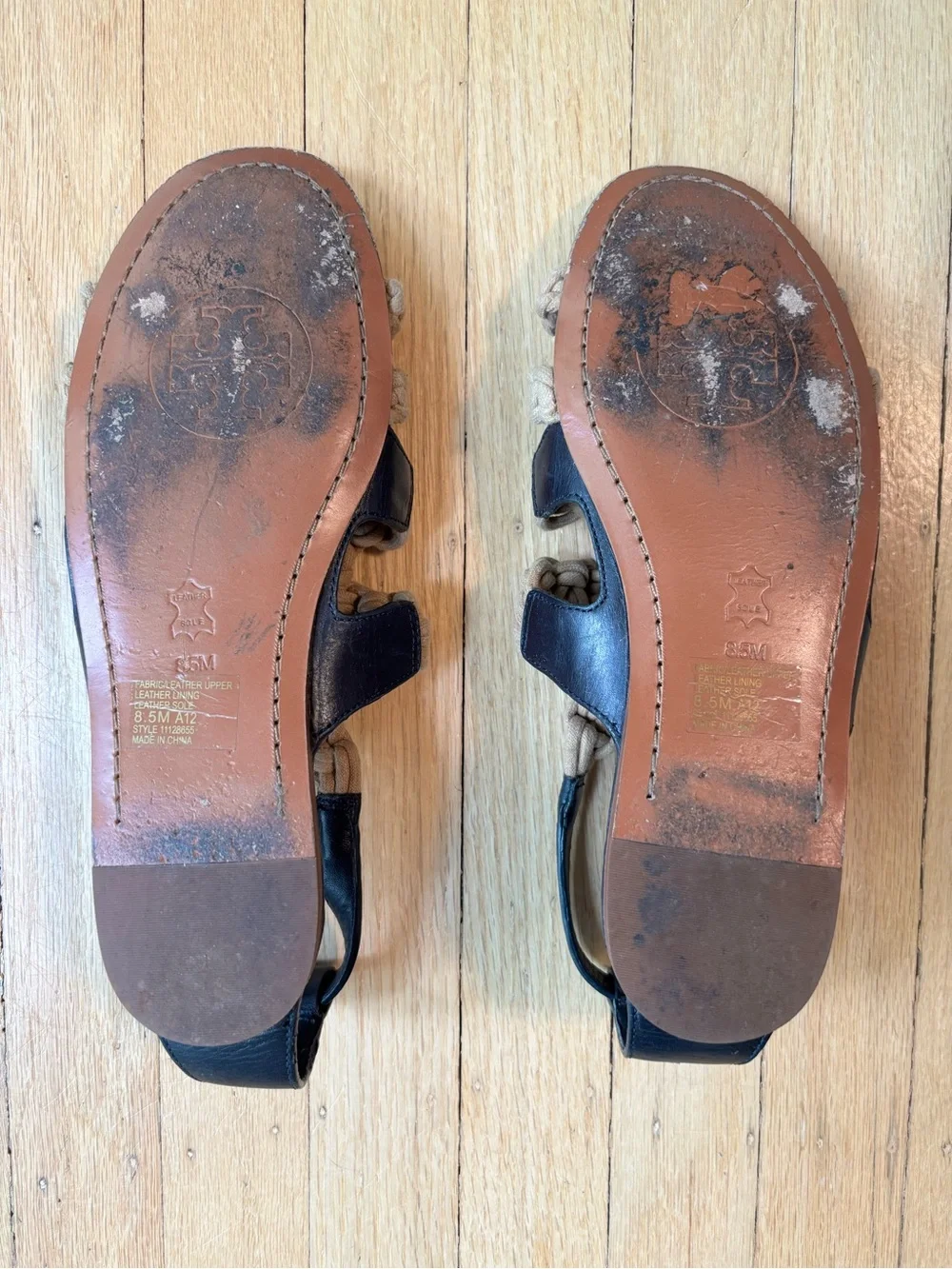 Tory Burch Macrame Fleur Sandals Woven Leather Slingback in Beige and Black